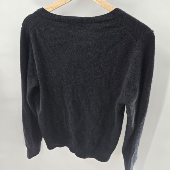 Quince Black 100% Mongolian Cashmere V-Neck Size Large - Picture 3 of 11